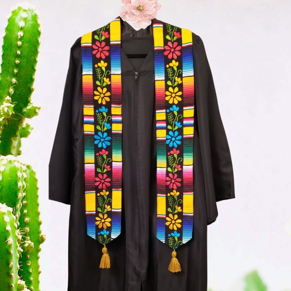 Floral Embroidered Mexican Graduation Stole